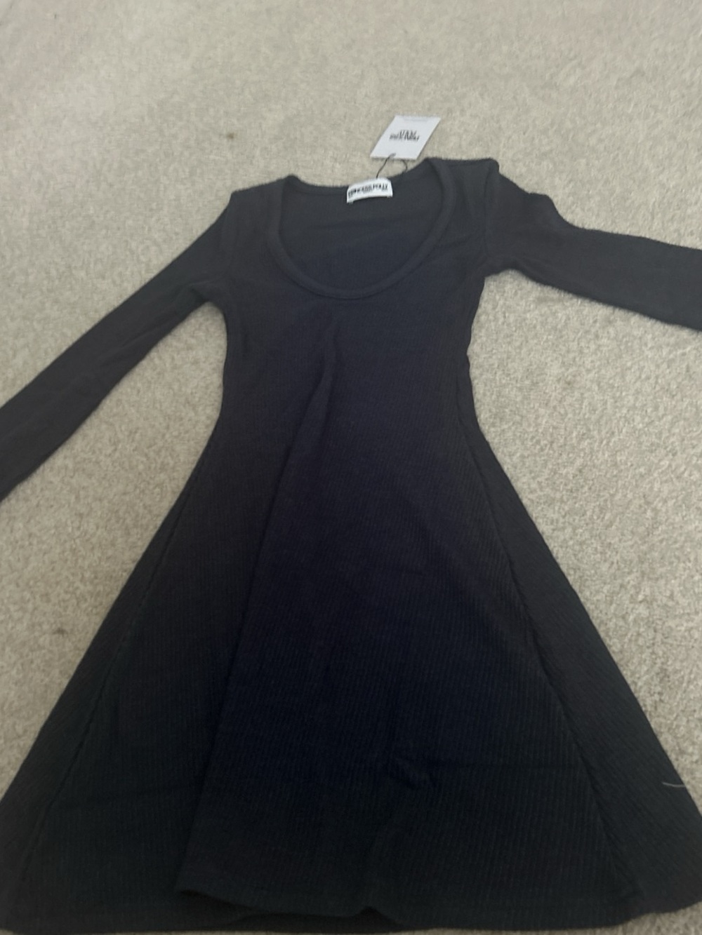Princess Polly navy Long Sleeve Fit-and-Flare Dress